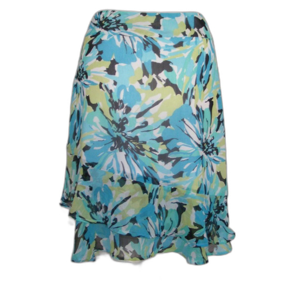 CATO Skirt, 6, Floral, ruffled hem, Side zip, Colorful, Blues/black/yellow - Picture 4 of 11